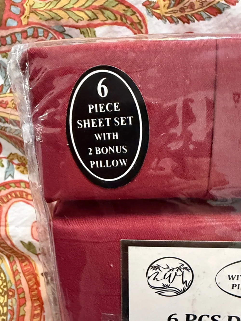 King Size 6-Piece Dyed Bed Sheet Set - Deep Burgundy